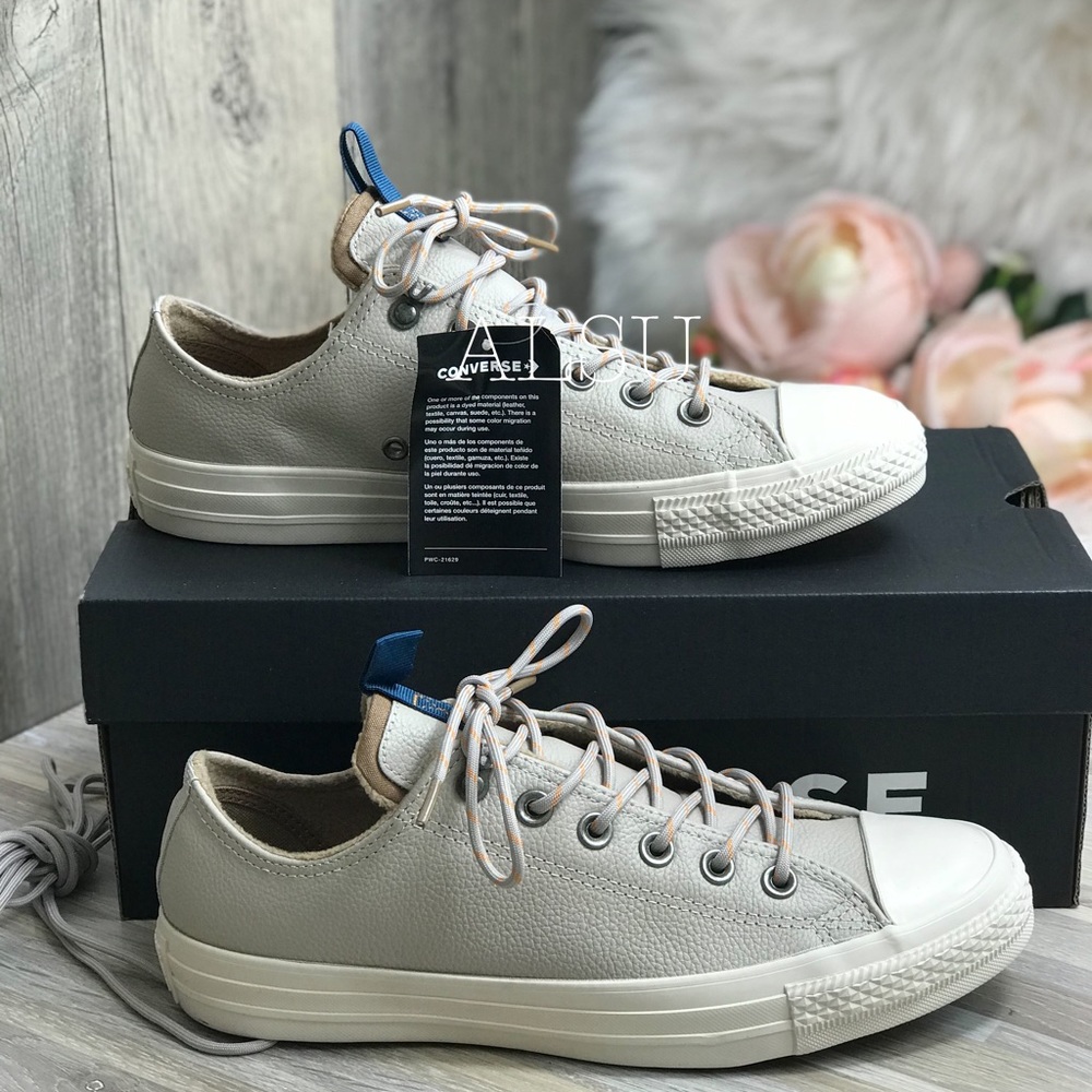 NWT Converse Ctas OX Leather Papyrus W AUTHENTIC - Picture 2 of 9